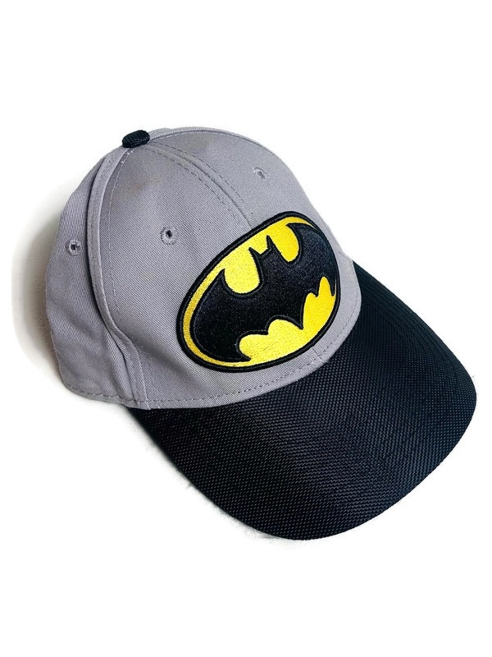 Batman Logo Embroidered Snapback Cap Gray Black Adjustable OSFM DC Comics
